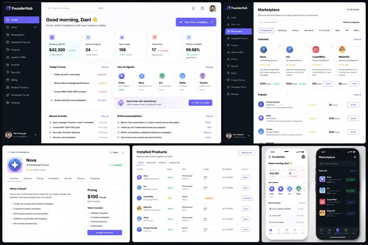 FounderHub interface